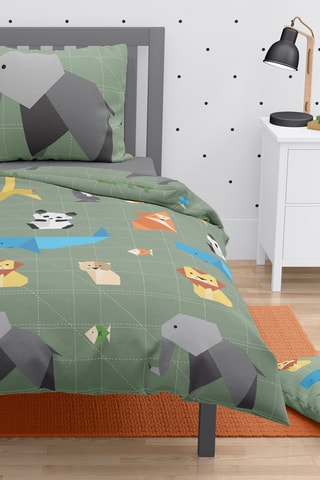 Parure de couette en coton 57 fils/cm² Origatoon -  
Kaki et gris