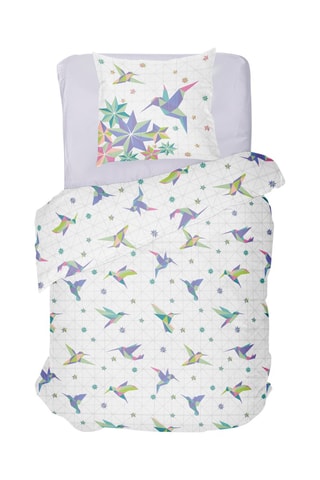 Parure de couette en coton 57 fils/cm² Paradise Blue - 
Blanc et bleu