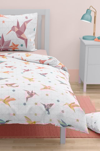 Parure de couette en coton 57 fils/cm² Paradise Pink -
Blanc et rose