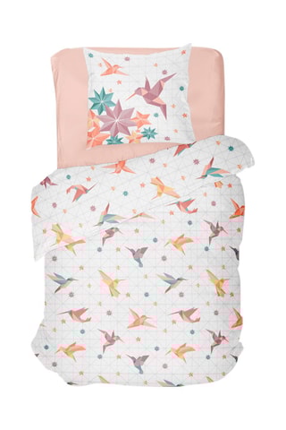 Parure de couette en coton 57 fils/cm² Paradise Pink -
Blanc et rose