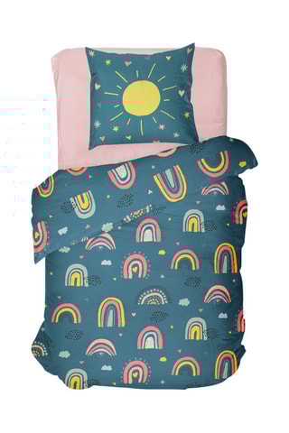 Parure de couette en coton 57 fils/cm² Rainbow night -  
Vert et rose