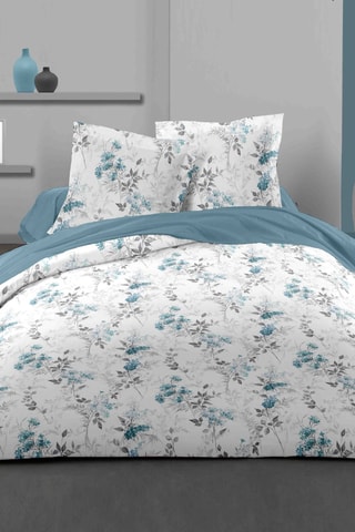 Parure de couette en coton 57 fils/cm² Pompadour - Blanc et bleu
