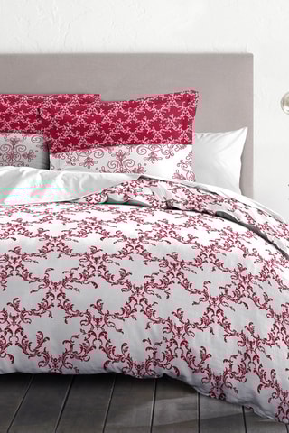 Parure de couette en coton 57 fils/cm² Frise - Bordeaux et blanc