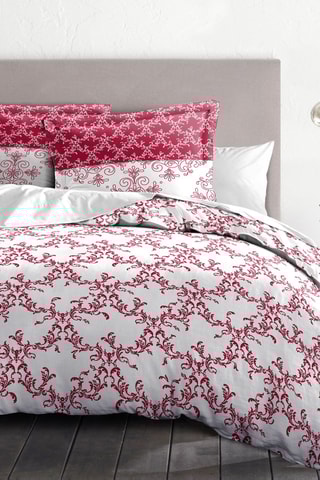 Parure de couette en coton 57 fils/cm² Frise - Bordeaux et blanc