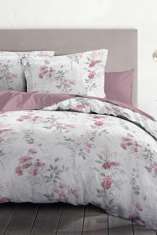 Parure de couette en coton 57 fils/cm² Pompadour - Blanc et vieux rose