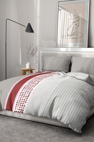 Parure de couette Mimosa - Bordeaux et gris