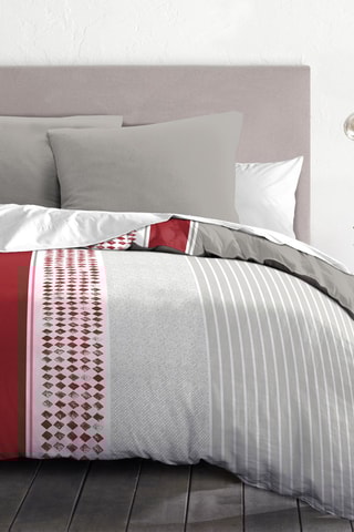 Parure de couette Mimosa - Bordeaux et gris