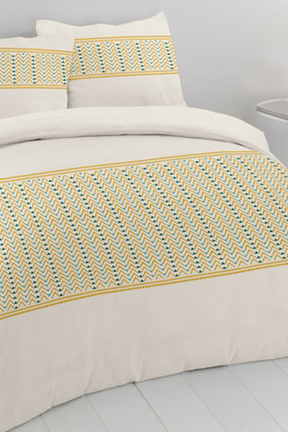 Parure de couette en coton 57 fils/cm² Nat - Blanc et miel