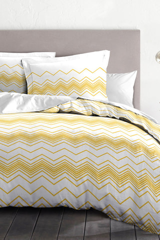 Parure de couette en coton 57 fils/cm² West Wide - Blanc et jaune