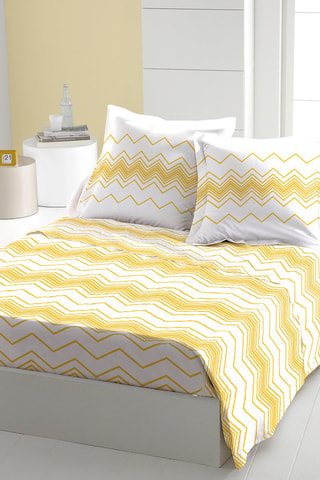 Parure de couette en coton 57 fils/cm² West Wide - Blanc et jaune