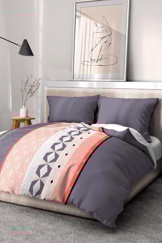 Parure de couette - 82 g/m² - 
Gris et rouge