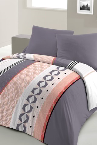 Parure de couette - 82 g/m² - 
Gris et rouge