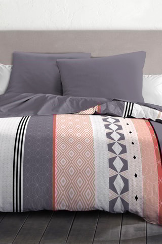 Parure de couette - 82 g/m² - 
Gris et rouge