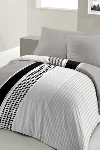 Parure de couette en microfibres 82 g Mimosa - Noir et blanc