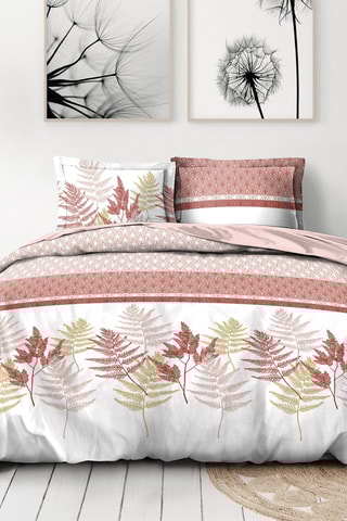 Parure de couette en percale de coton 80 fils/cm² La Marquise - Blanc et rose