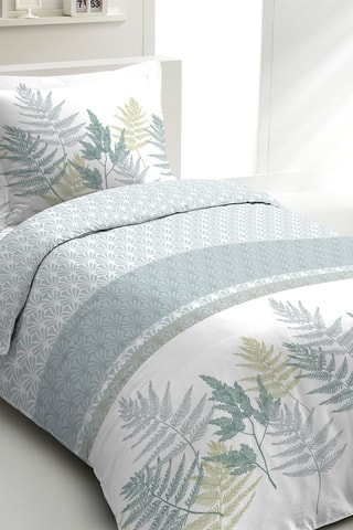 Parure de couette en percale de coton 80 fils/cm² La Marquise - Vert d'eau et blanc