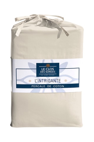 Parure de couette en percale de coton 80 fils/cm² L'intrigante - Blanc et indigo