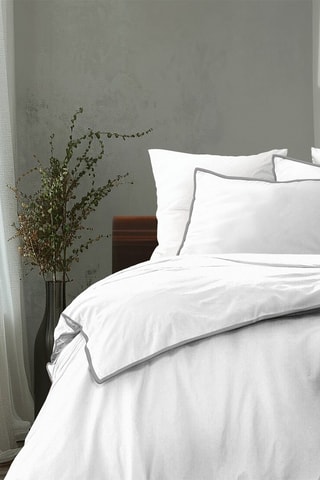 Parure de couette en percale de coton 80 fils/cm² La Tzigane - Blanc et gris