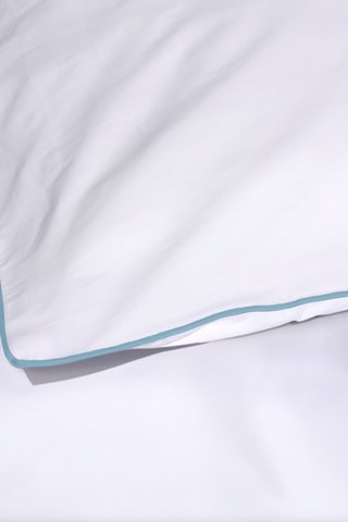Parure de couette en percale de coton 80 fils/cm² La Tzigane - Blanc et bleu maya