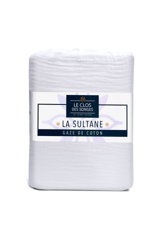 Drap plat en gaze de coton La Sultane - Gris clair