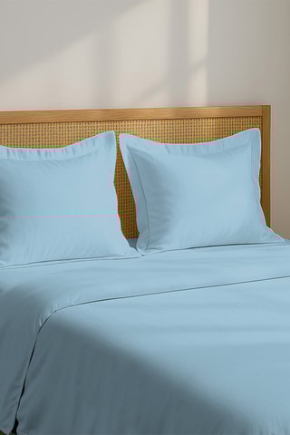 Drap plat en percale de coton 80 fils/cm² La Beguine - Bleu maya