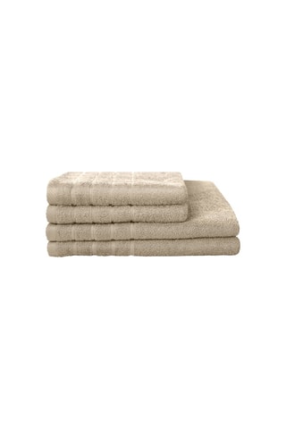 2 serviettes de toilette et 2 draps de douche - Beige