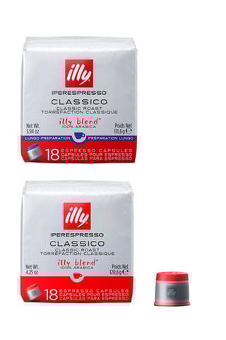 12 x 18 Koffiecapsules Classico Illy en Lungo