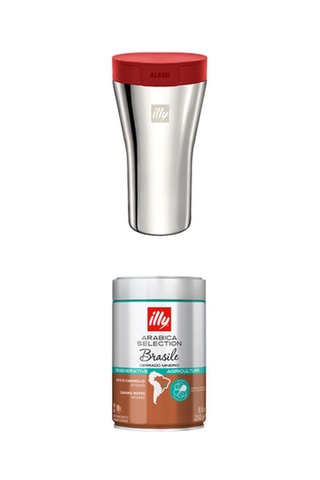6 Blikken Gemalen Koffie met Arabica Brasile Illy 50g en Gratis Mok