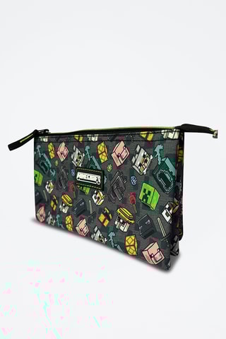 Etui Minecraft - Donkergrijs en Roze
