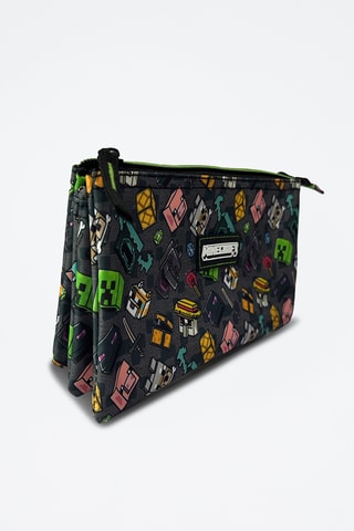 Etui Minecraft - Donkergrijs en Roze