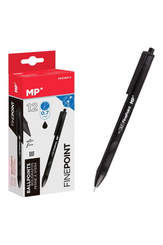 12 Balpennen - Zwarte Inkt