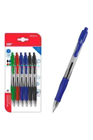 12 Balpennen - 4 Inktkleuren