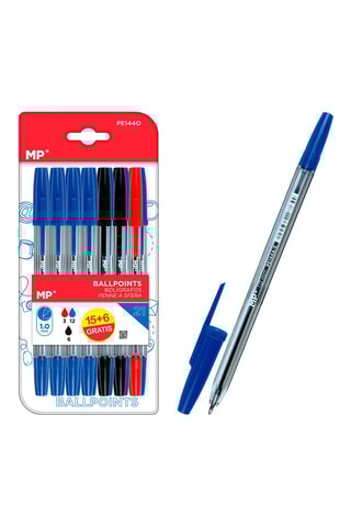 21 Balpennen - 3 Inktkleuren