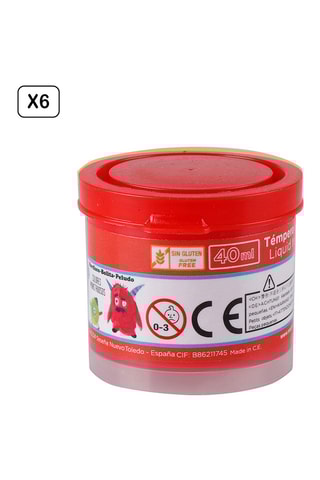 6 Potjes Vloeibare Plakkaatverf - 6 x 40 ml - Rood