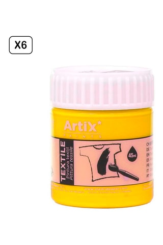 6 Potjes Textielverf - 6 x 45 ml - Geel