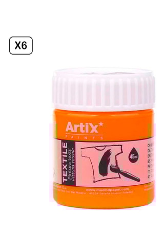 6 Potjes Textielverf - 6 x 45 ml - Oranje