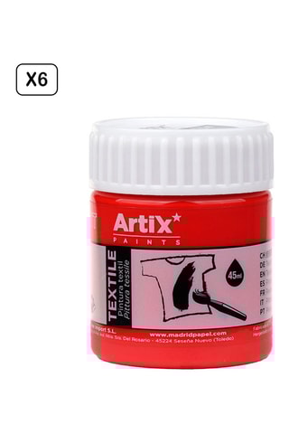 6 Potjes Textielverf - 6 x 45 ml - Rood