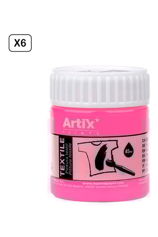 6 Potjes Textielverf - 6 x 45 ml - Roze
