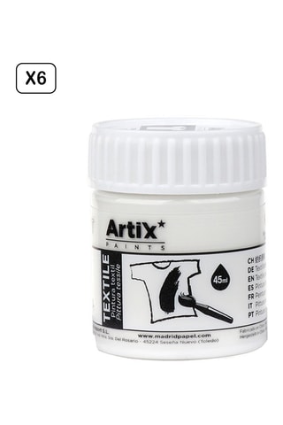 6 Potjes Textielverf - 6 x 45 ml - Wit