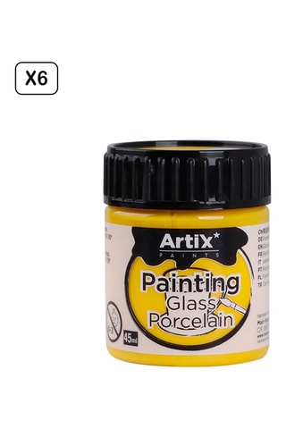 6 Potten Verf voor Keramiek en Glas 6 x 45 ml - Geel