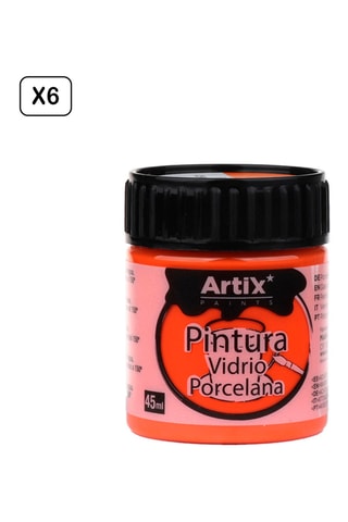 6 Potten Verf voor Keramiek en Glas 6 x 45 ml - Oranje