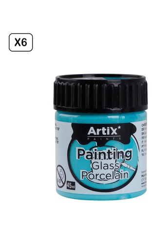 6 Potten Verf voor Keramiek en Glas 6 x 45 ml - Hemelsblauw