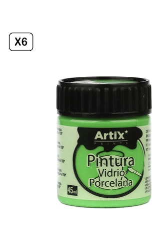 6 Potten Verf voor Keramiek en Glas 6 x 45 ml - Lichtgroen