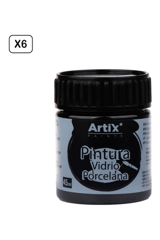 6 Potten Verf voor Keramiek en Glas 6 x 45 ml - Zwart