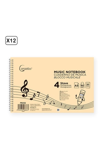 12 Muziekschriften- 20 Vellen - Geel - 210 x 148 mm
