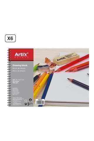 6 Spiraalschriften - 24 Vellen - Wit - 210 x 297 mm