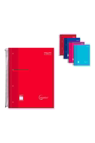 5 Ruitschriften met Spiraal - 120 Vellen - Rood en Blauw - 14,80 x 21 x 2 cm