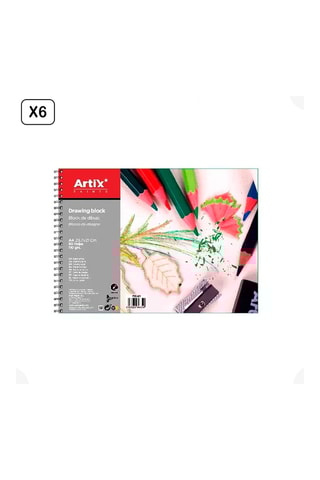 6 Tekenblokken - 80 Vellen - Multicolor - 210 x 297 mm