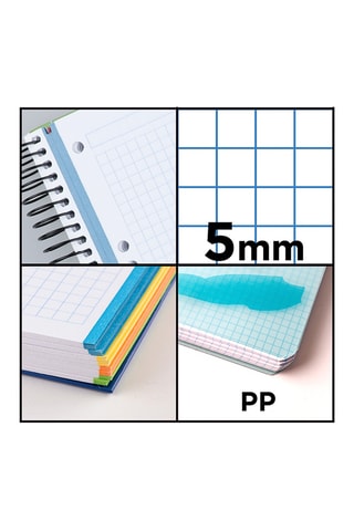 5 Spiraalschriften - 120 Vellen - Blauw en Rood - 29, 7 x 21 cm