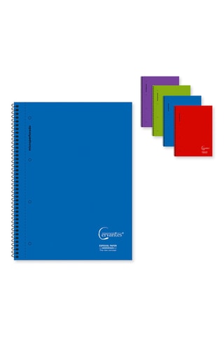 5 Spiraalschriften - 120 Vellen - Blauw en Rood - 29, 7 x 21 cm